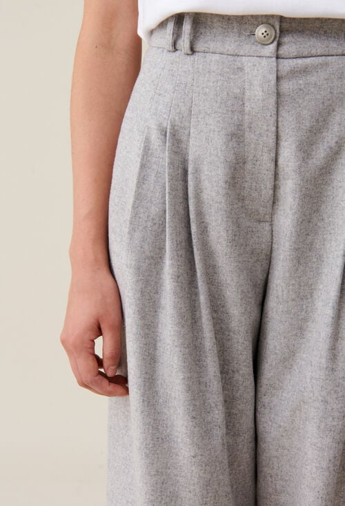 Claudie Pantalon Large Maille Gris Clair Pour Femme