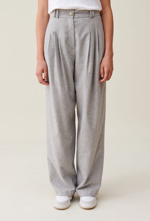 claudie Pantalon large maille gris clair pour femme