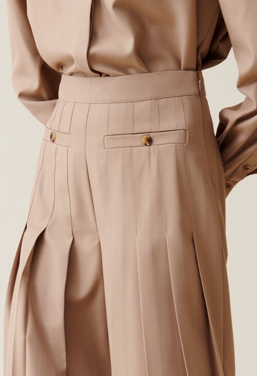 Claudie Pantalon Plissé Taille Haute évasé Pour Femme