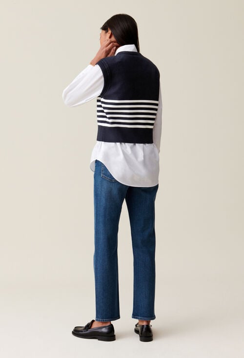 Claudie Pull Jean Toto Rayé Sans Manches Pour Femme