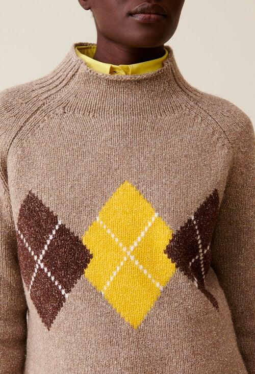 claudie Pull oversized col cheminée motifs pour femme