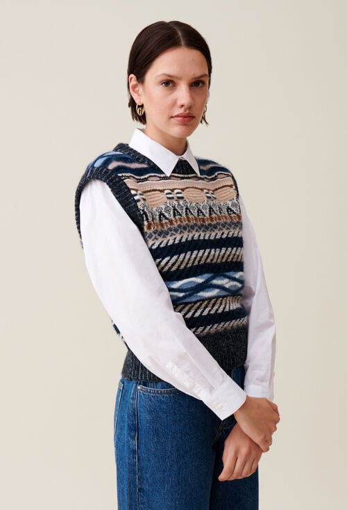 claudie Pull sans manches rayures à motifs pour femme