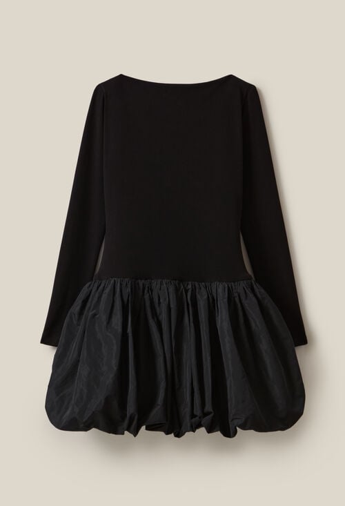 Claudie Robe Bi-matière Jupon Boule Noir Pour Femme