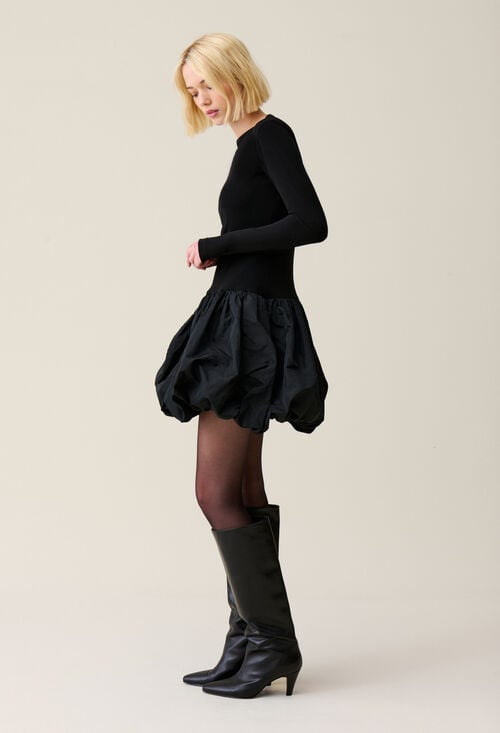 claudie Robe bi-matière jupon boule noir pour femme