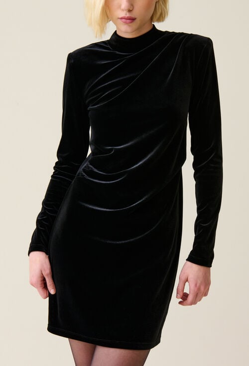 claudie Robe courte cintrée velours noir pour femme