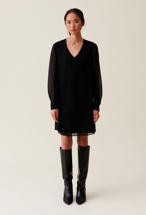 Claudie Robe Courte Fluide Babydoll Noir Pour Femme