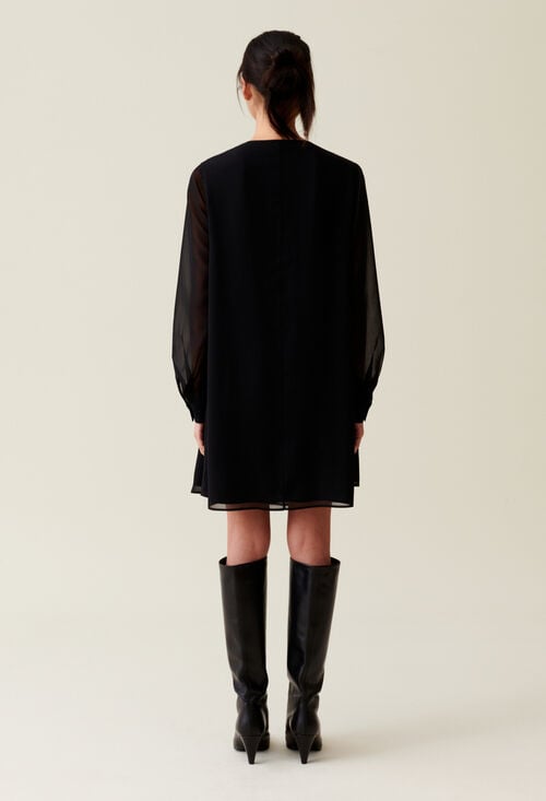 Claudie Robe Courte Fluide Babydoll Noir Pour Femme