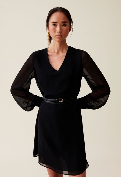 claudie Robe courte fluide babydoll noir pour femme