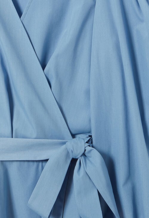 Claudie Robe Courte Manches Ballons Bleu Pour Femme