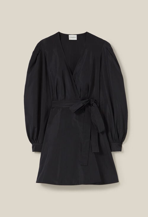Claudie Robe Courte Manches Ballons Noire Pour Femme