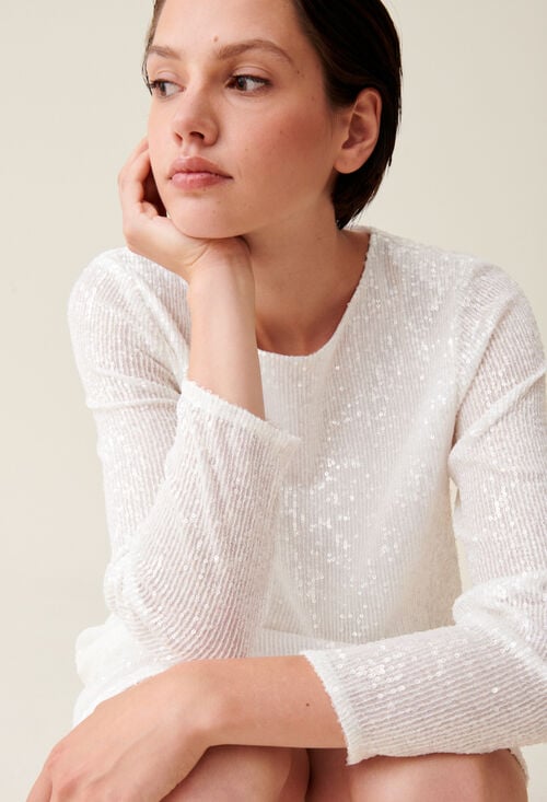 claudie Robe courte Rififi sequins écrue pour femme