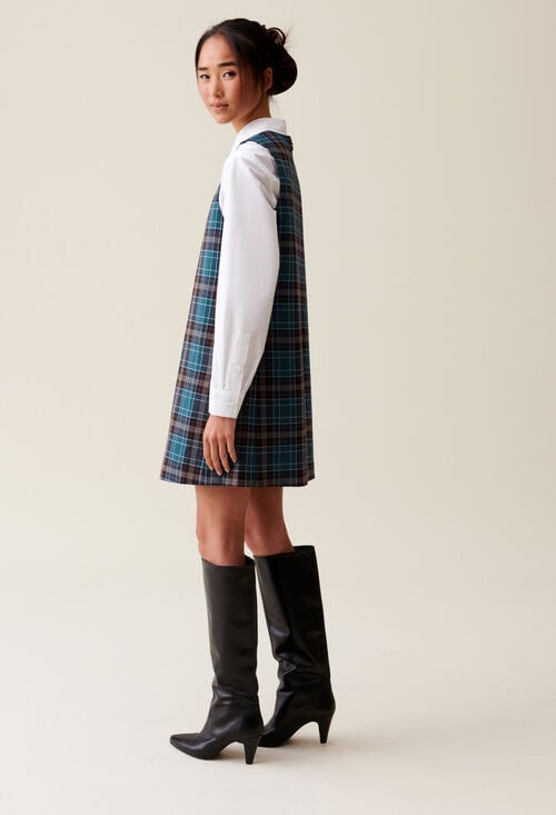 claudie Robe courte sans manches carreaux pour femme