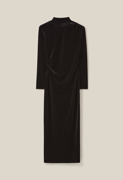 Claudie Robe Longue Cintrée Velours Noir Pour Femme