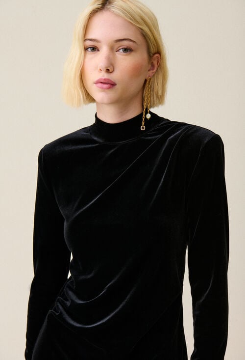 claudie Robe longue cintrée velours noir pour femme