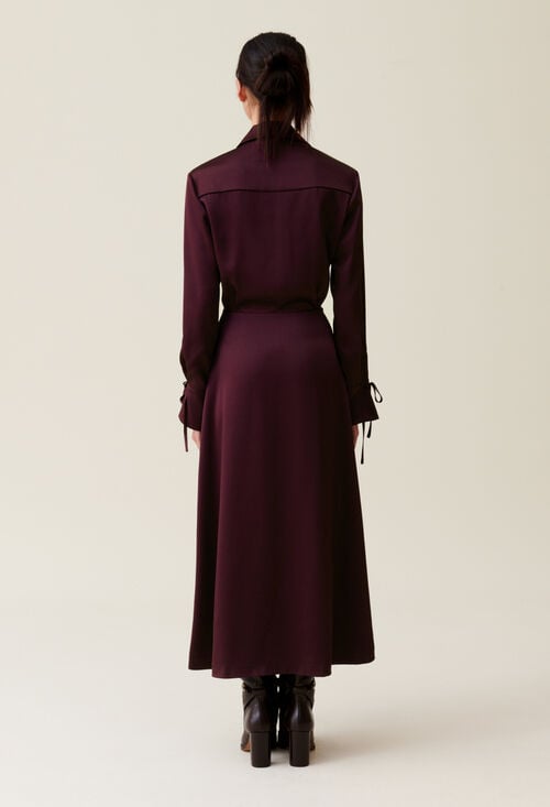 Claudie Robe Longue Fluide Croisée Bordeaux Pour Femme