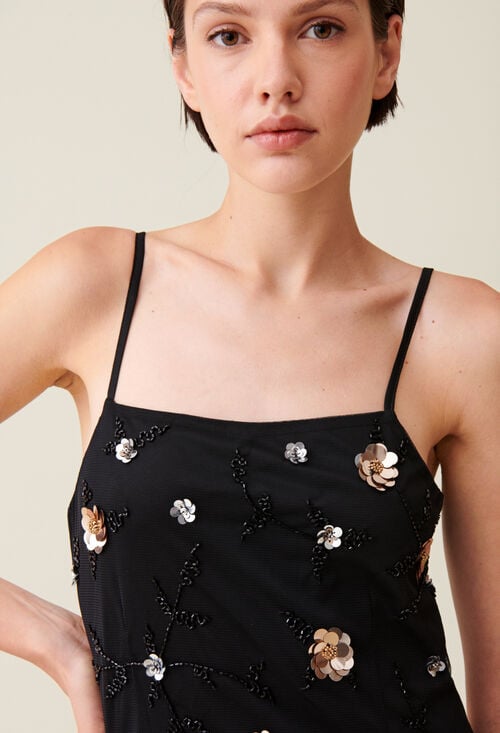 claudie Robe longue fluide sequins brodés pour femme