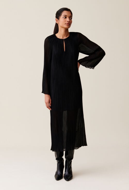 claudie Robe longue plissée transparente pour femme
