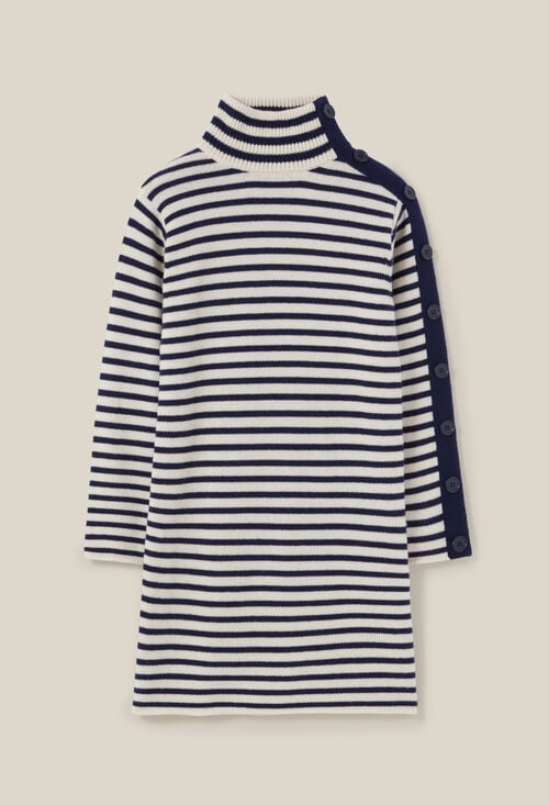 Claudie Robe Marinière Maille Col Montant Pour Femme
