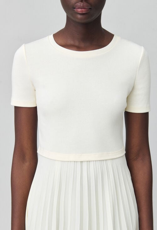 Claudie Robe Midi Twist Bi-matière Ivoire Pour Femme