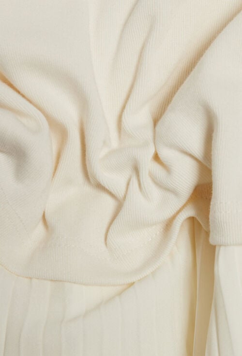 Claudie Robe Midi Twist Bi-matière Ivoire Pour Femme