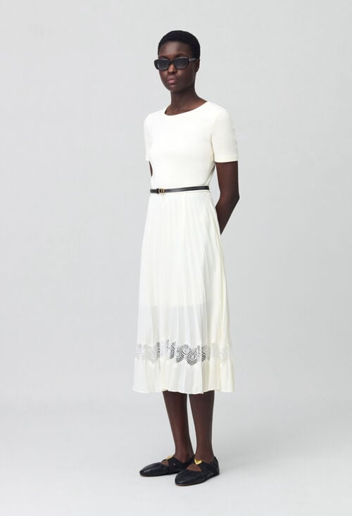 claudie Robe midi Twist bi-matière ivoire pour femme