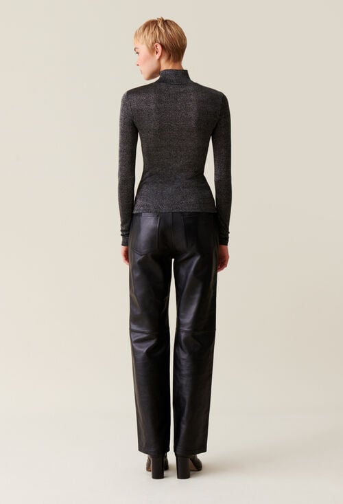 Claudie Sous-pull Jersey Brillant Col Haut Pour Femme