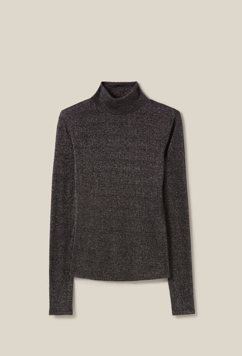 Claudie Sous-pull Jersey Brillant Col Haut Pour Femme