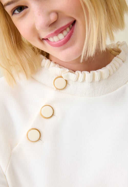 claudie Sweatshirt Tape col boutonné ivoire pour femme