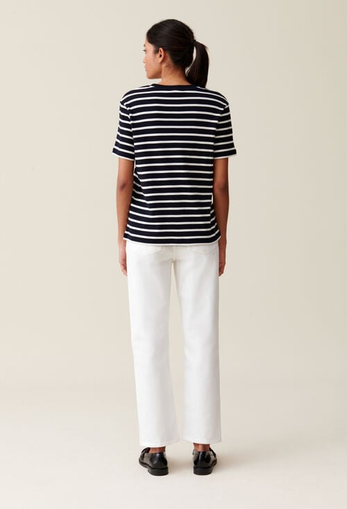 Claudie T-shirt Marinière Broderie Jean Toto Pour Femme