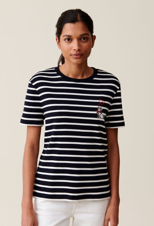 claudie T-shirt marinière broderie Jean Toto pour femme