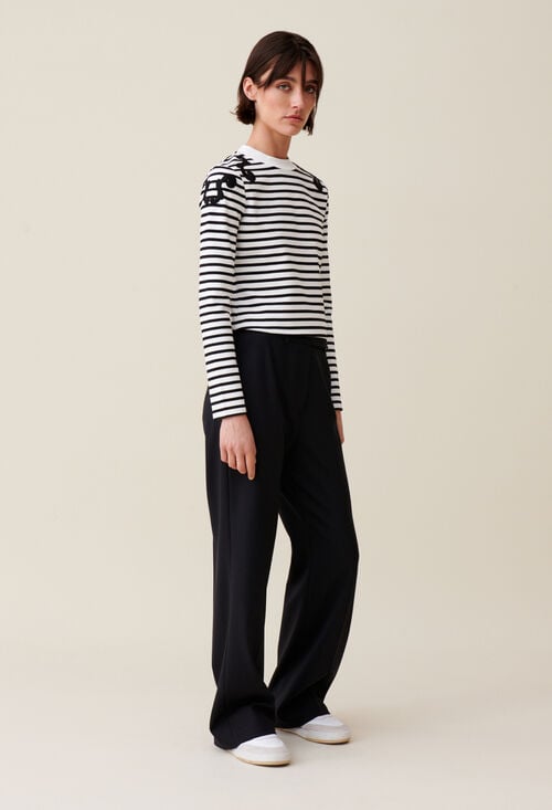 Claudie T-shirt Marinière Manches Longues Pour Femme