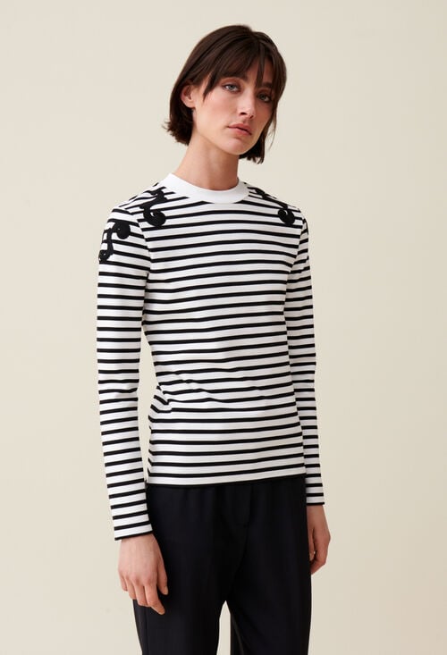 Claudie T-shirt Marinière Manches Longues Pour Femme