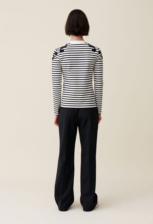 Claudie T-shirt Marinière Manches Longues Pour Femme