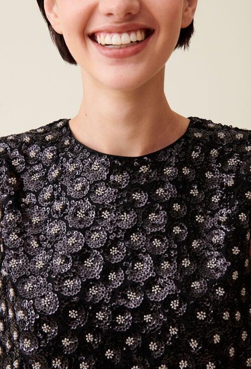 claudie Top noir sequins brodés dos ouvert pour femme