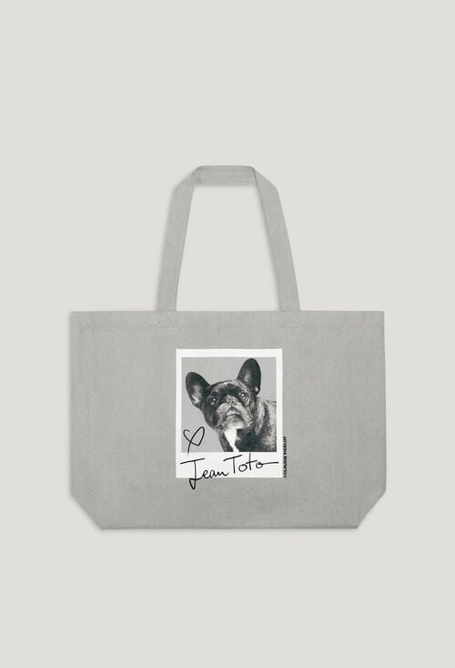 Claudie Tote Bag Toile Jean Toto Gris Chiné Pour Femme