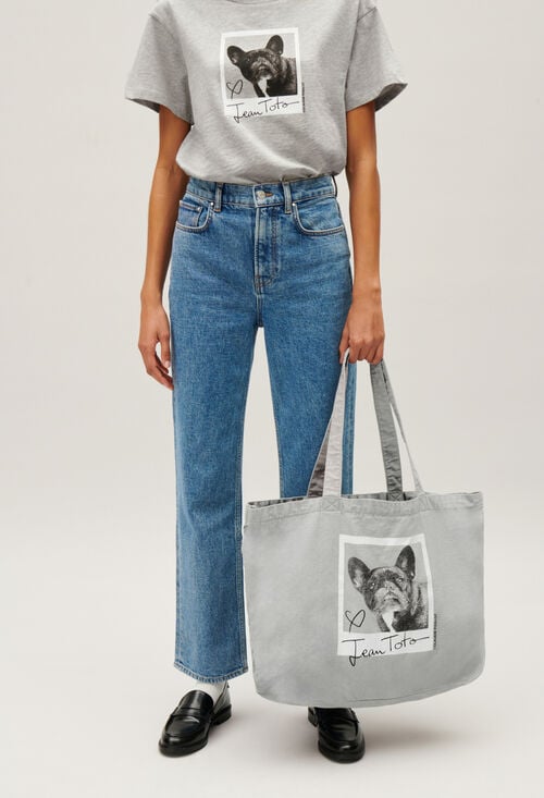 claudie Tote bag toile Jean Toto gris chiné pour femme