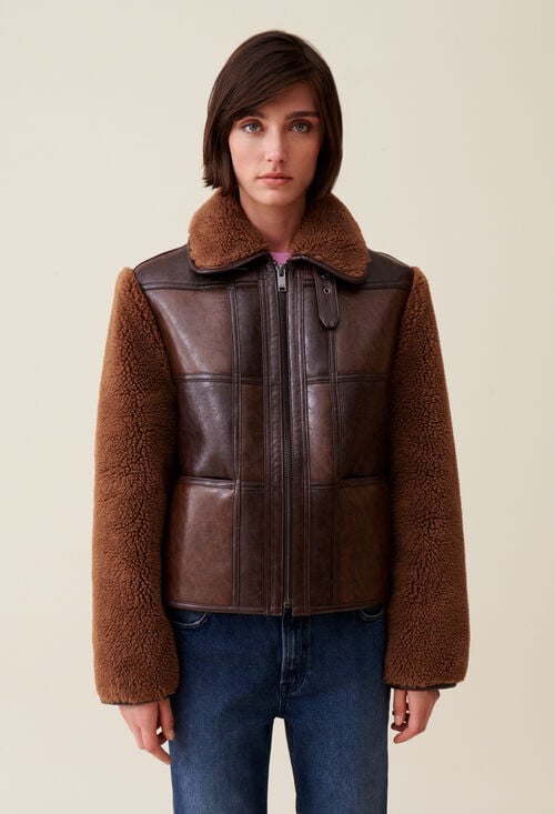 Claudie Veste Bi-matière Courte Bicolore Pour Femme