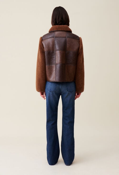 Claudie Veste Bi-matière Courte Bicolore Pour Femme