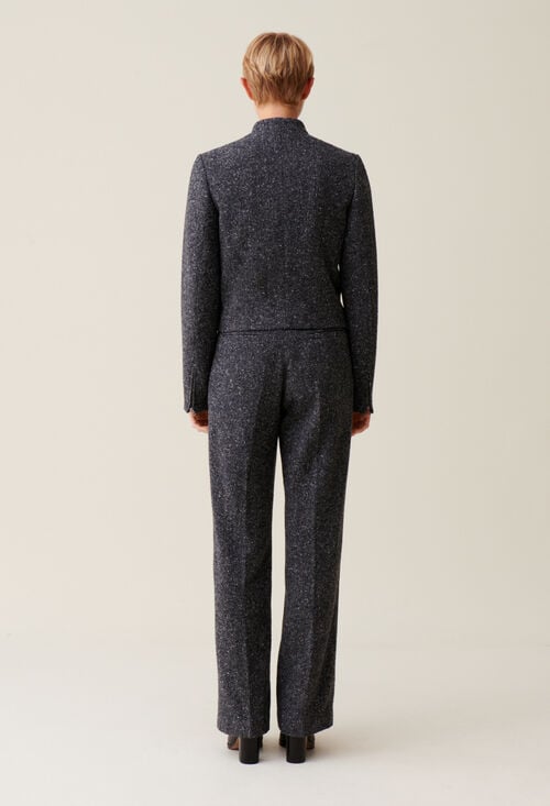 Claudie Veste Courte Laine Mélangée Grise Pour Femme