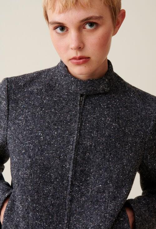 claudie Veste courte laine mélangée grise pour femme