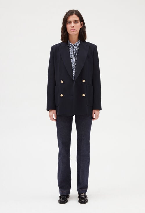 claudie Veste tailleur double boutonnage bleue pour femme