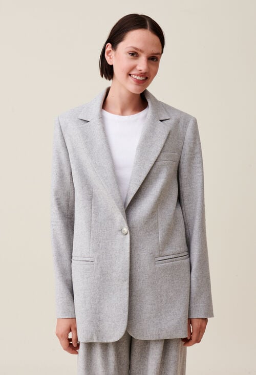 Claudie Veste Tailleur Gris Laine Mélangée Pour Femme