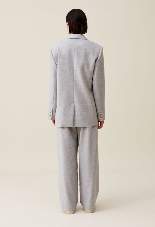 Claudie Veste Tailleur Gris Laine Mélangée Pour Femme