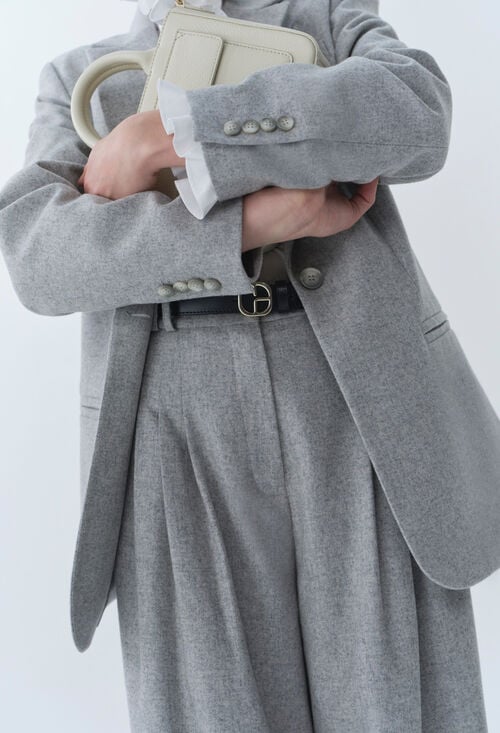 Claudie Veste Tailleur Gris Laine Mélangée Pour Femme