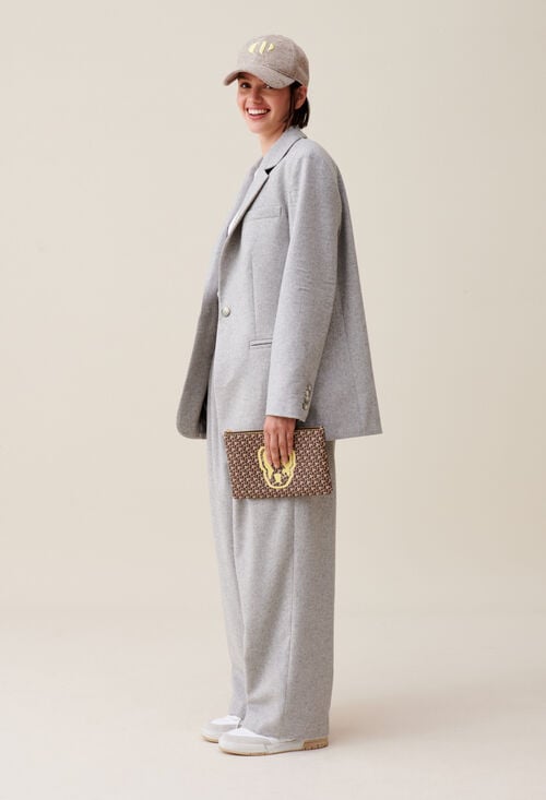 claudie Veste tailleur gris laine mélangée pour femme