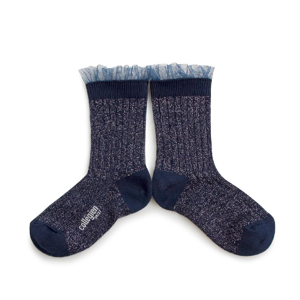 collégien Alizée - Chaussettes à côtes brillantes avec tulle - Nuit Etoilée