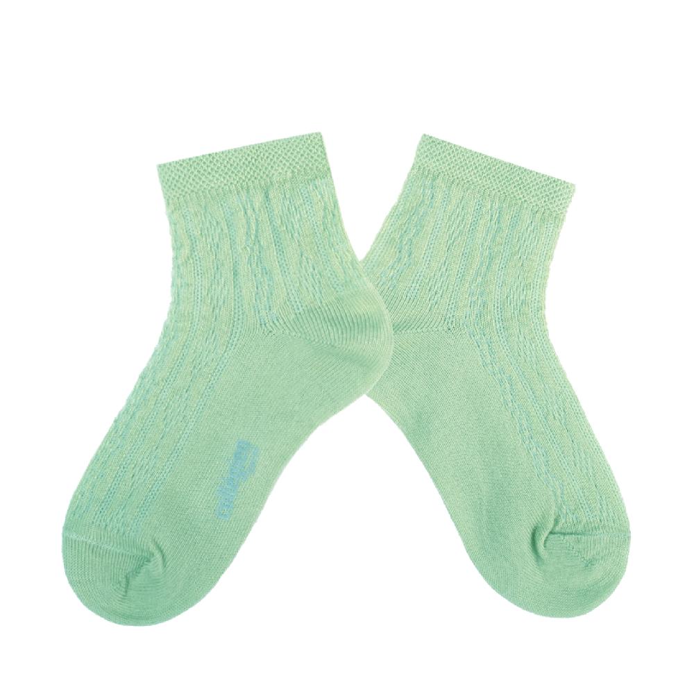 collégien Antoinette - Chaussettes courtes maille ajourée fil d'Ecosse - Verveine