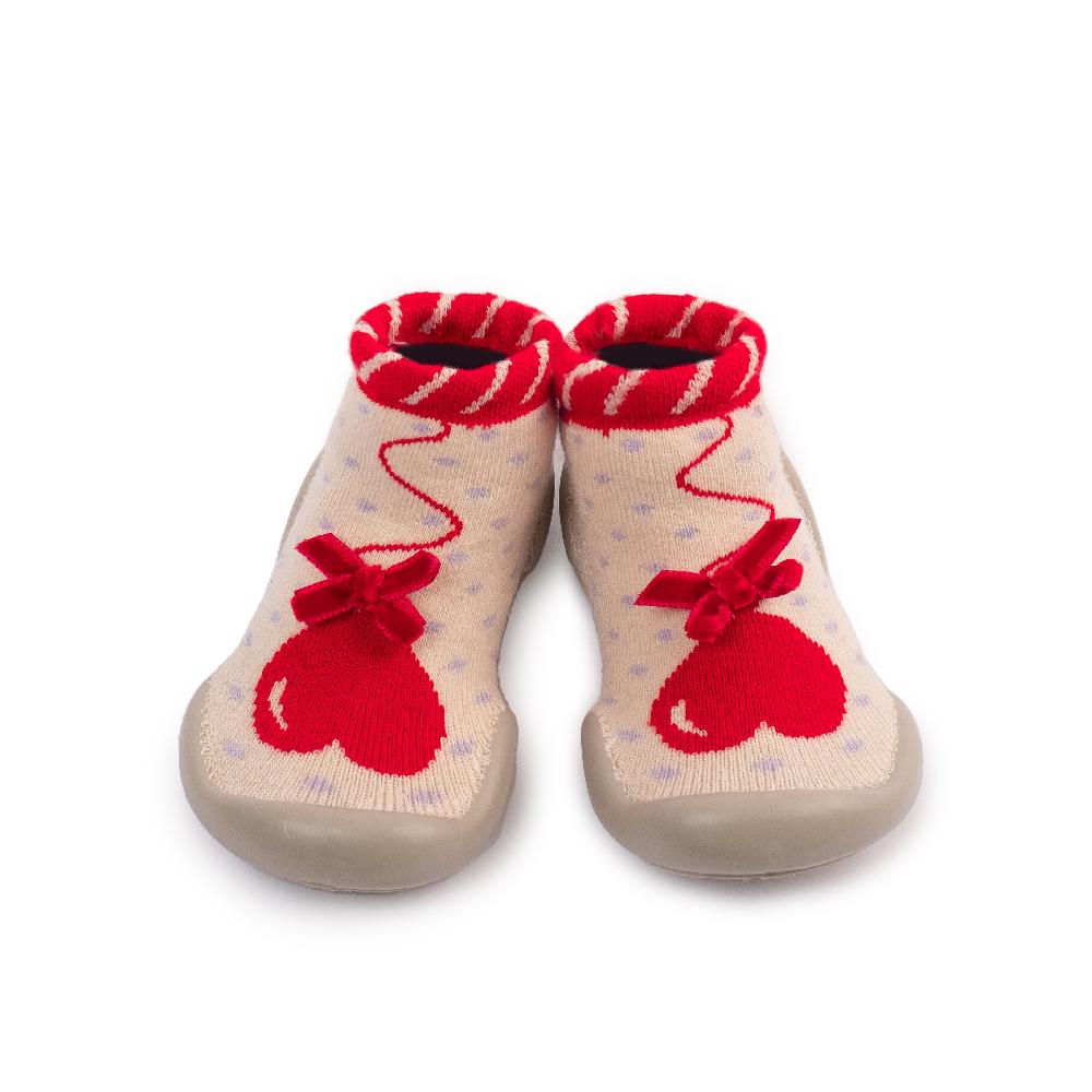collégien Ballon Coeur avec Noeud velours rouge - Chaussons