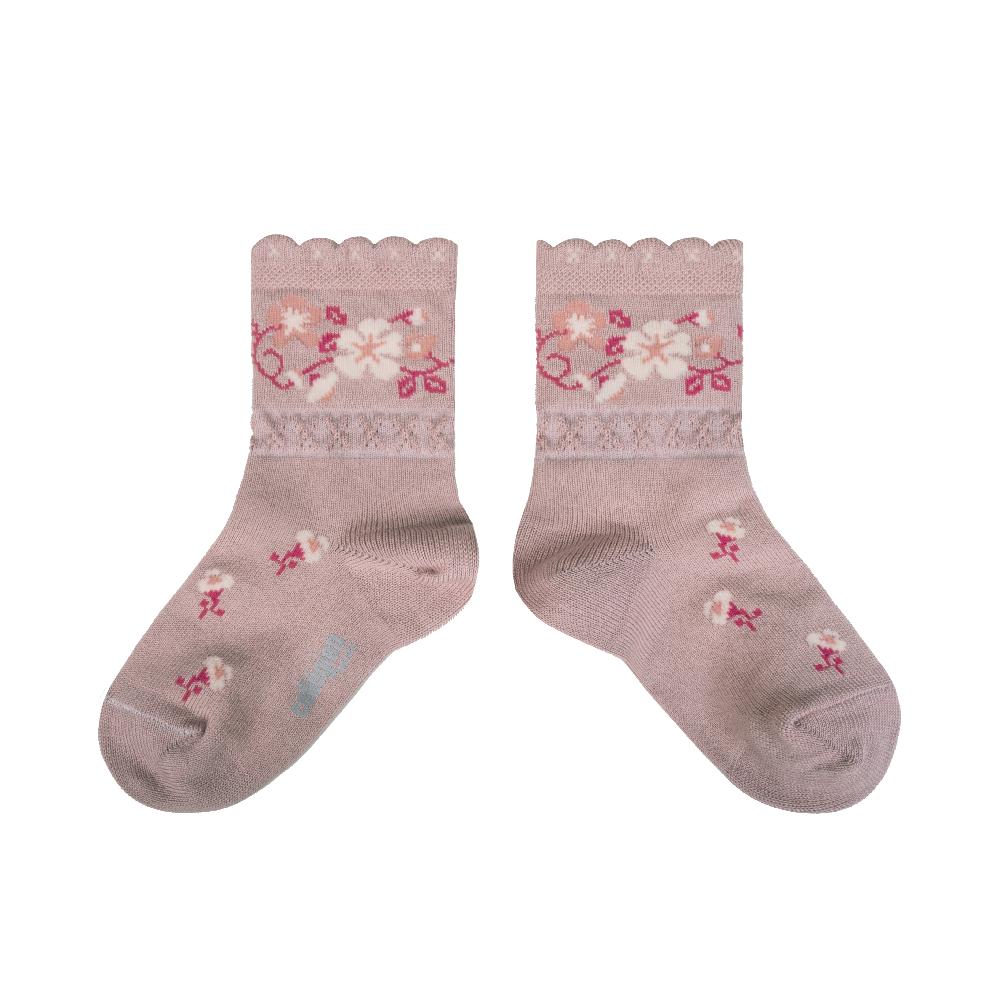 collégien Camélia - Chaussettes courtes motifs à fleurs - Vieux Rose collégien Camélia - Chaussettes courtes motifs à fleurs - Vieux Rose