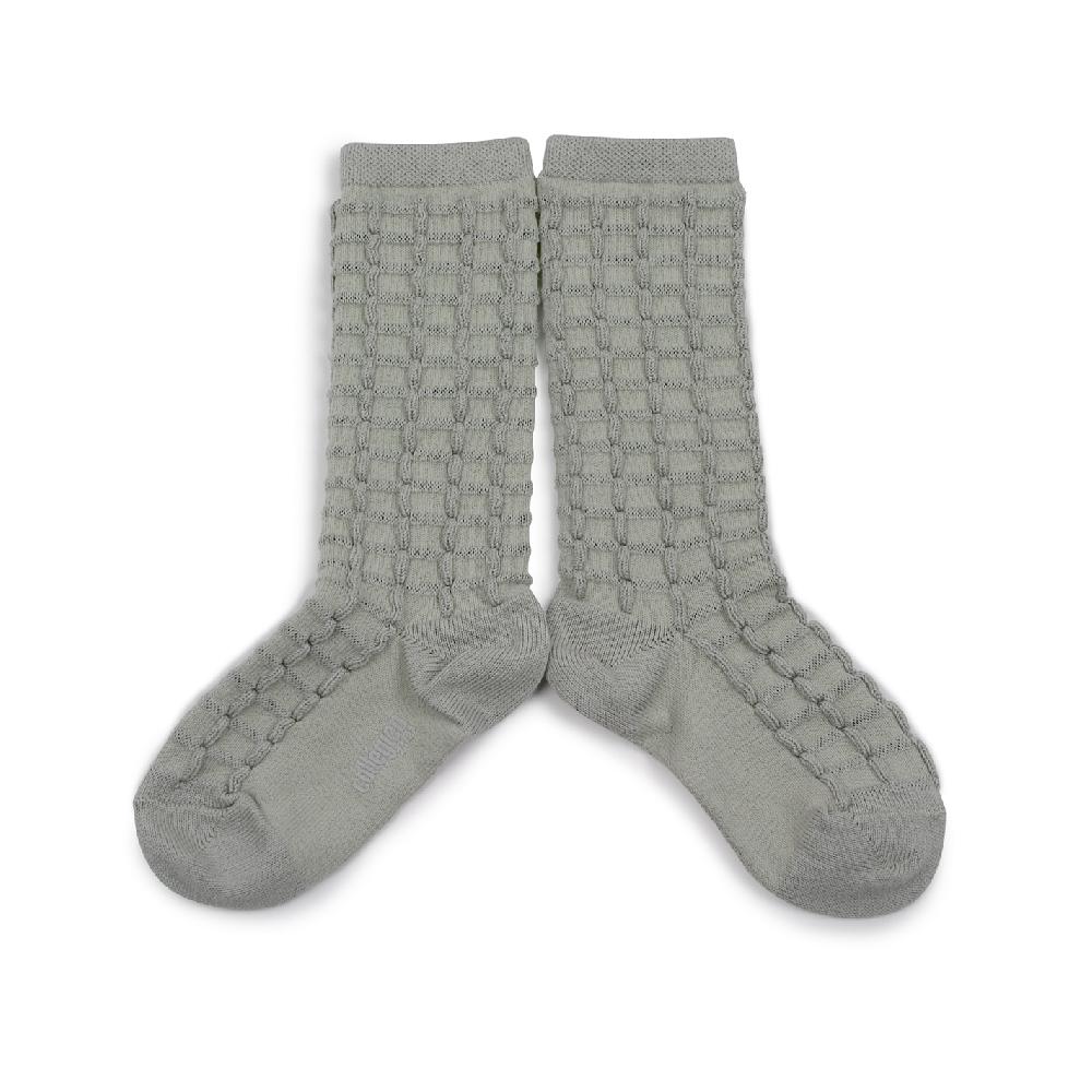 collégien Camille - Chaussettes hautes avec maille carreaux - Aigue Marine